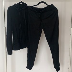 A set of sweatpants and a sweater.